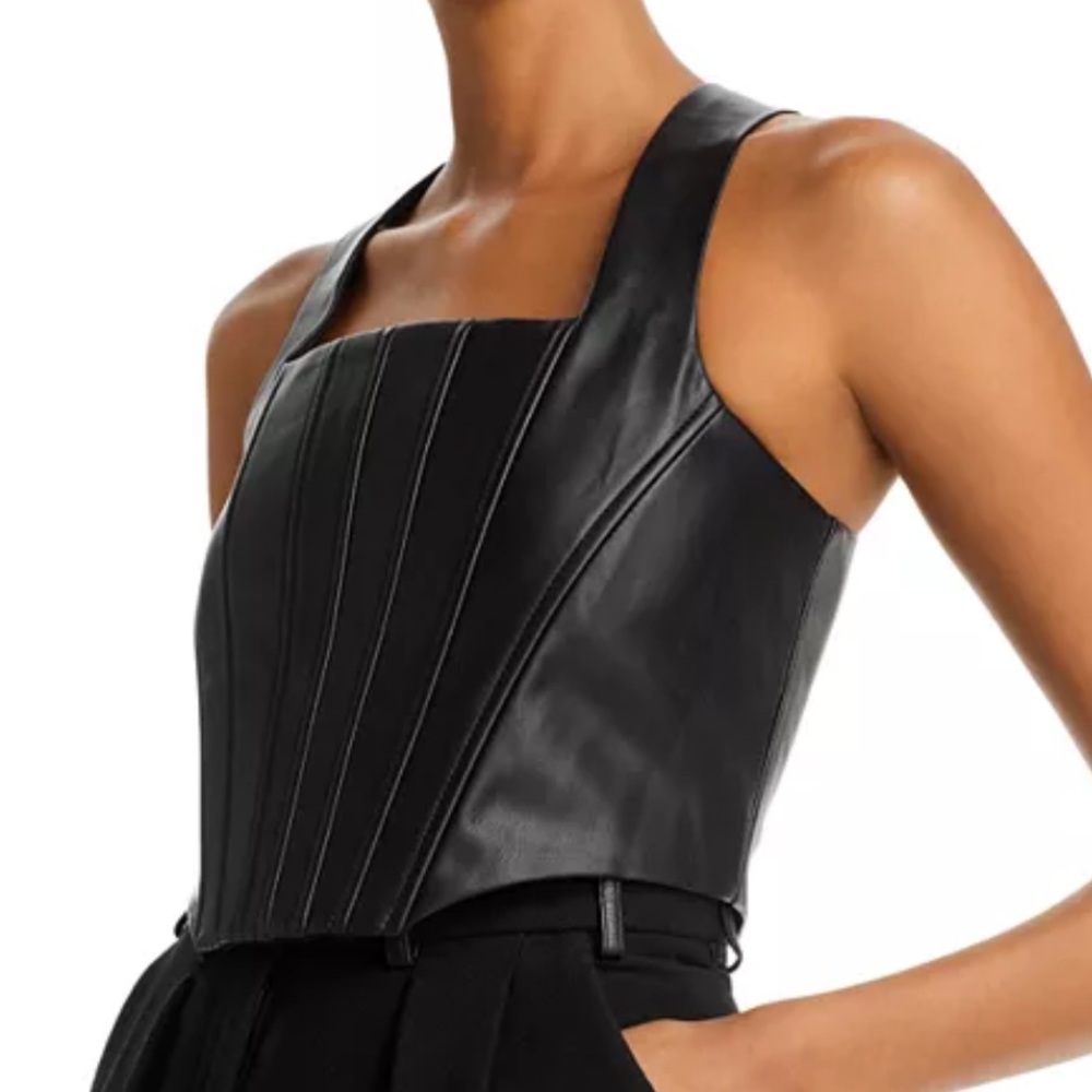 New! AQUA ‘Fara Faux Leather Corset’ Top - Picture 2 of 12